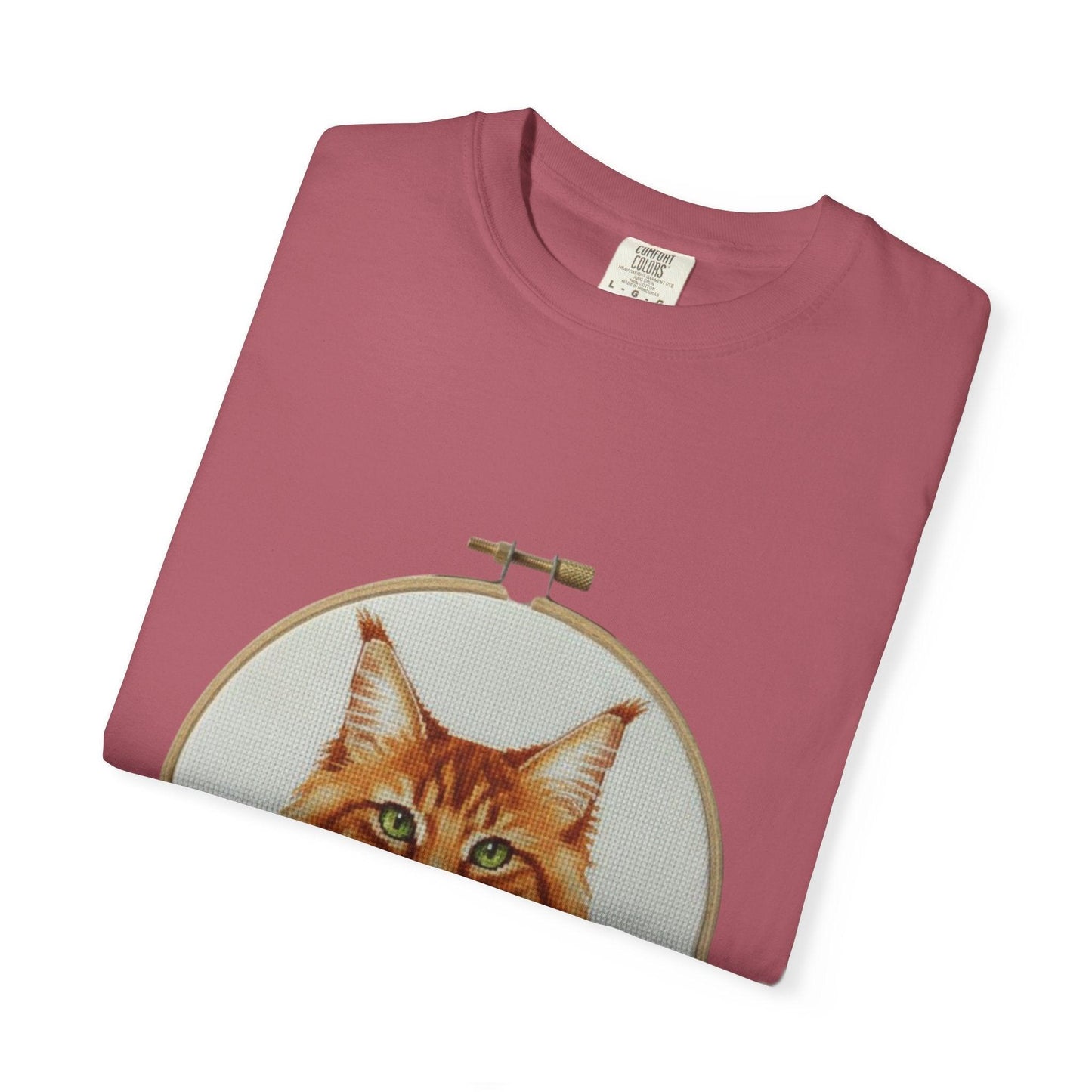 Orange Tabby Cat Portrait T-shirt | Embroidery Hoop Illustration