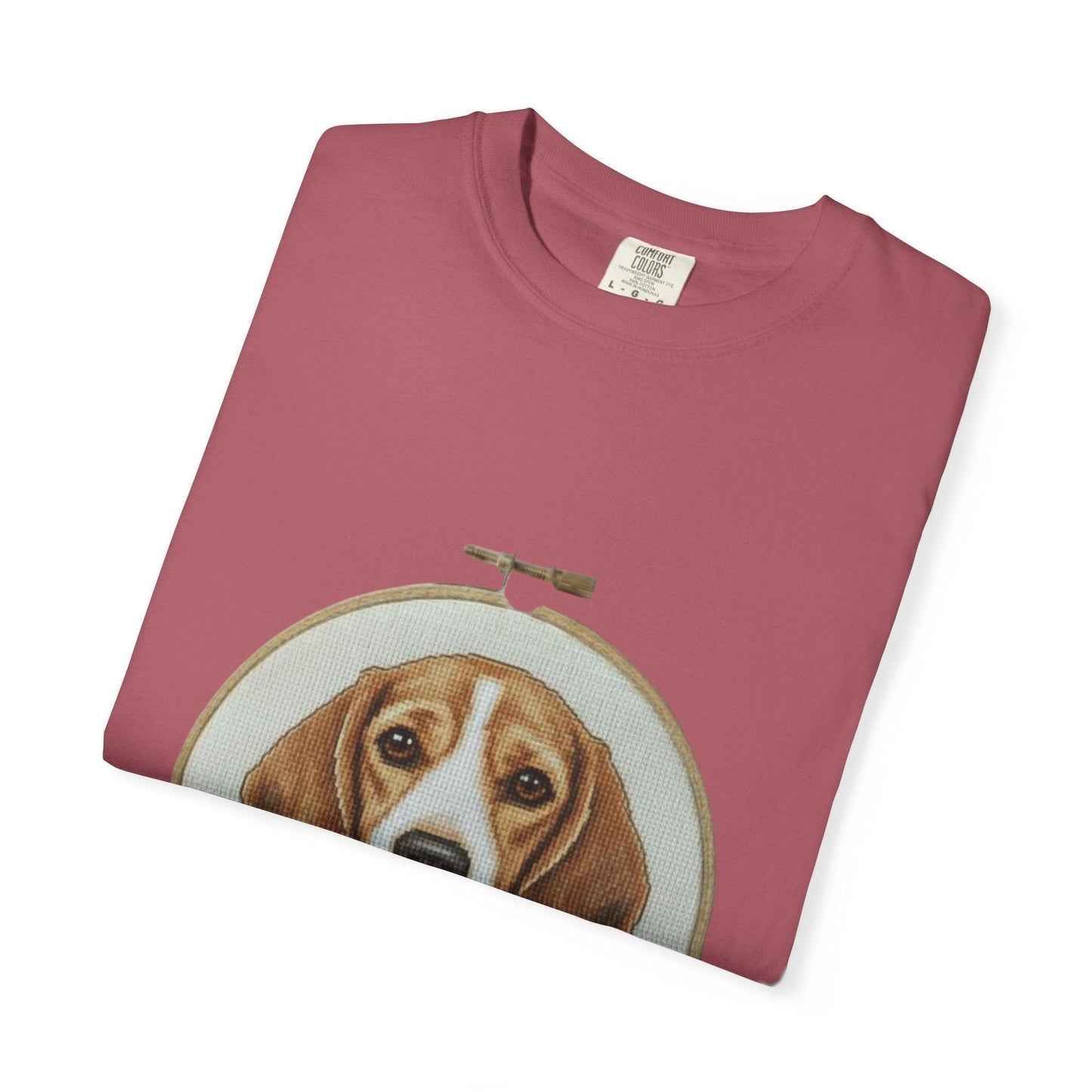 Beagle Portrait Embroidery Hoop T-shirt | Dog Art Tee