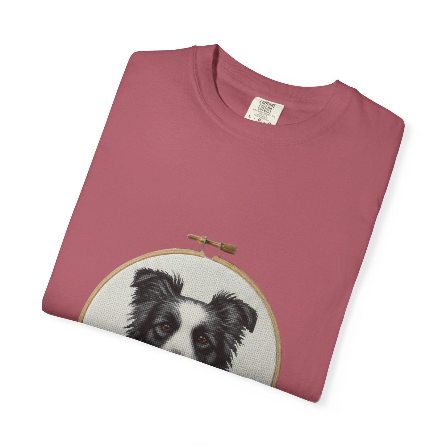 Border Collie Shirt, Dog Mom Gift, Cross Stitch Dog Portrait Tee, Embroidery Hoop Floral Pet Lover Top
