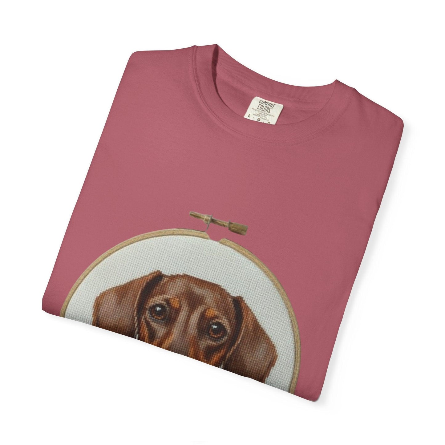 Dachshund Portrait T-shirt | Embroidery Hoop Dog Illustration