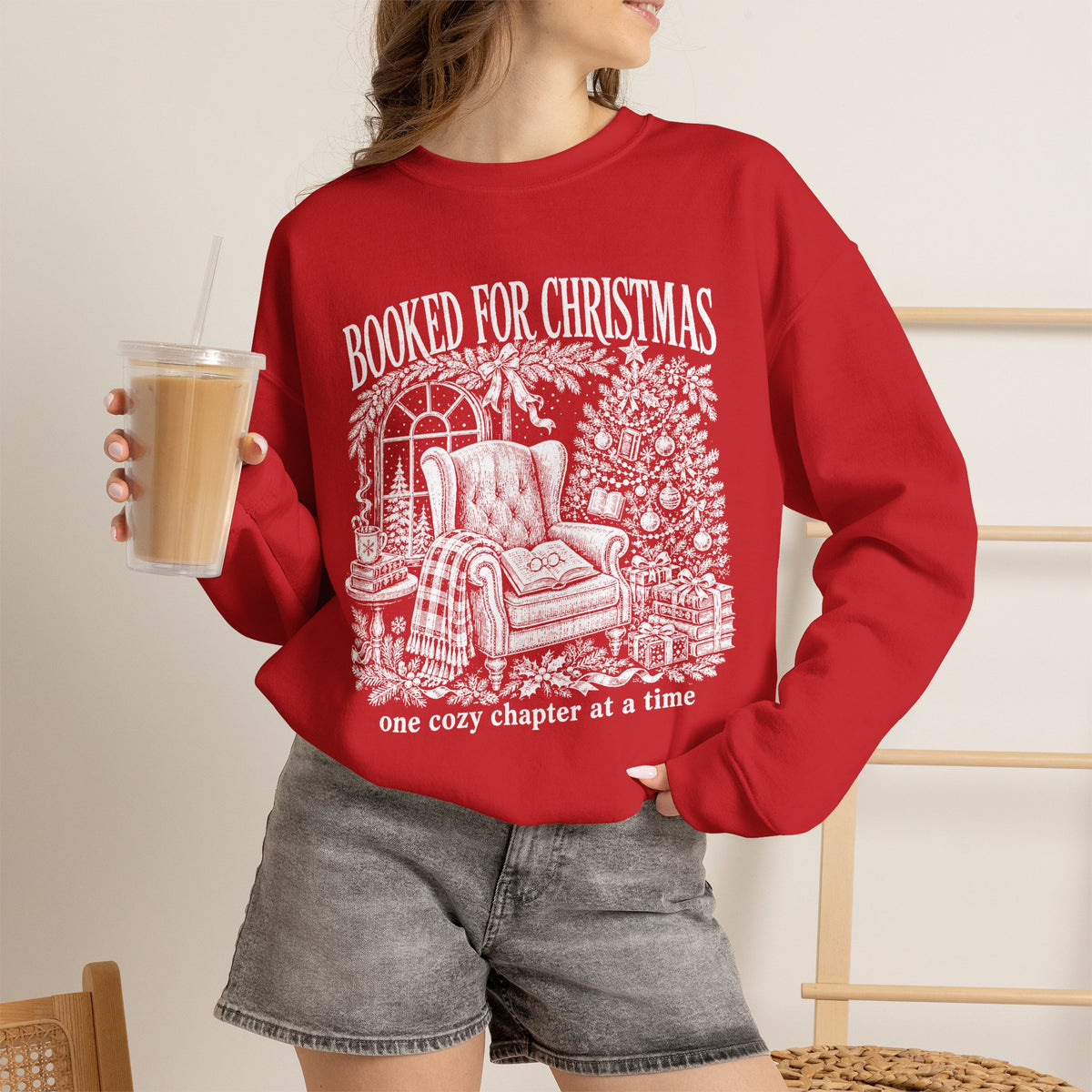 Booked for Christmas Sweatshirt, Book Lover Christmas Crewneck, Cozy Reader Sweater, Bookish Holiday Shirt, BookTok Christmas Gift