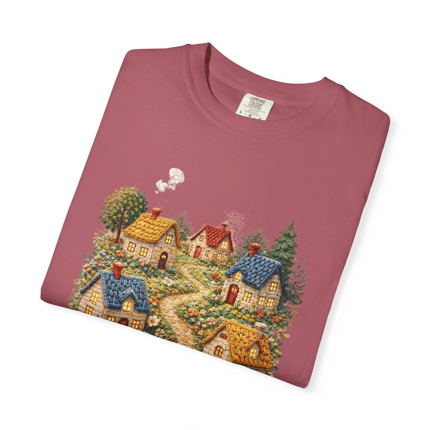 Cottage Garden Path T-shirt | Floral Village Illustration