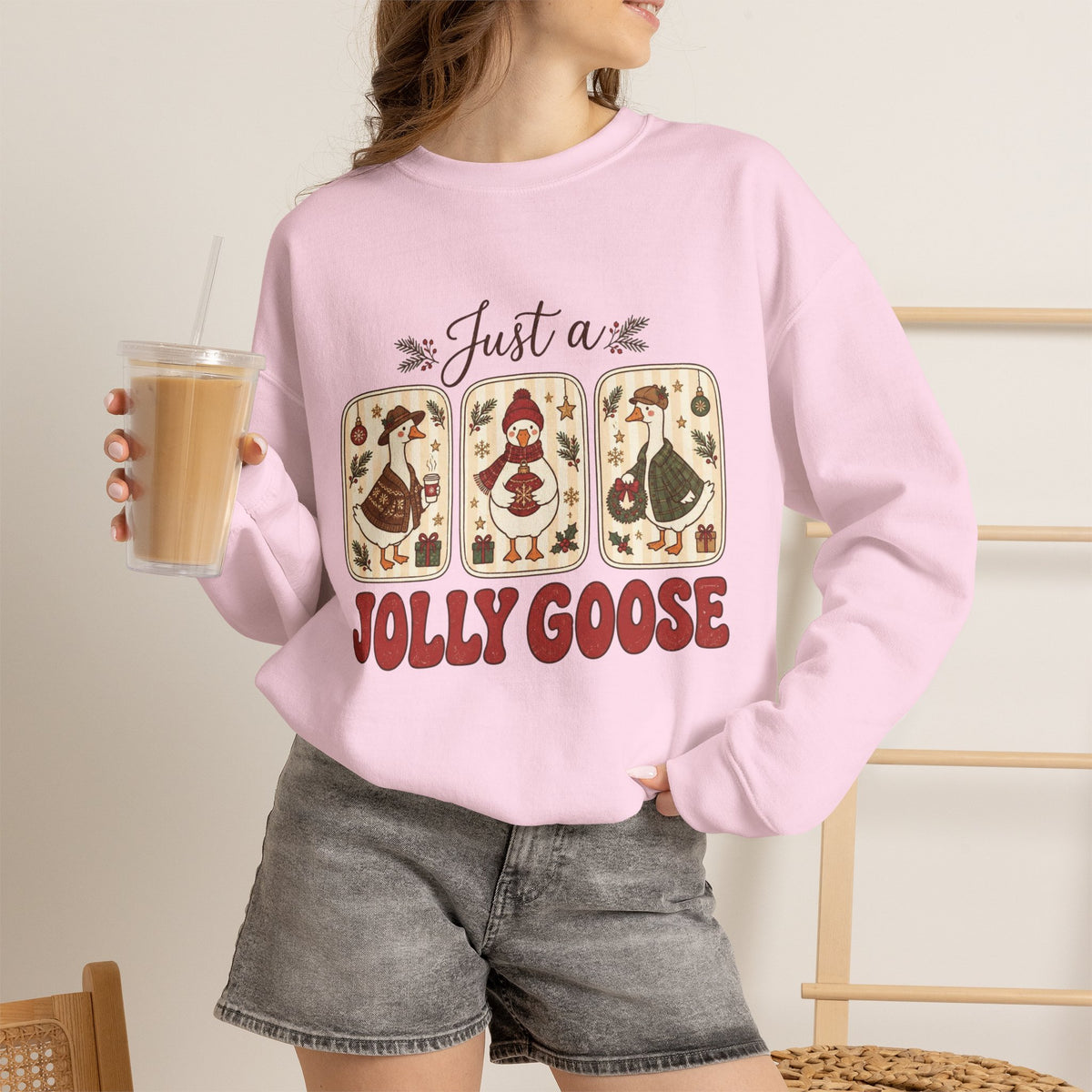 Just a Jolly Goose sweatshirt | Retro folk art goose design