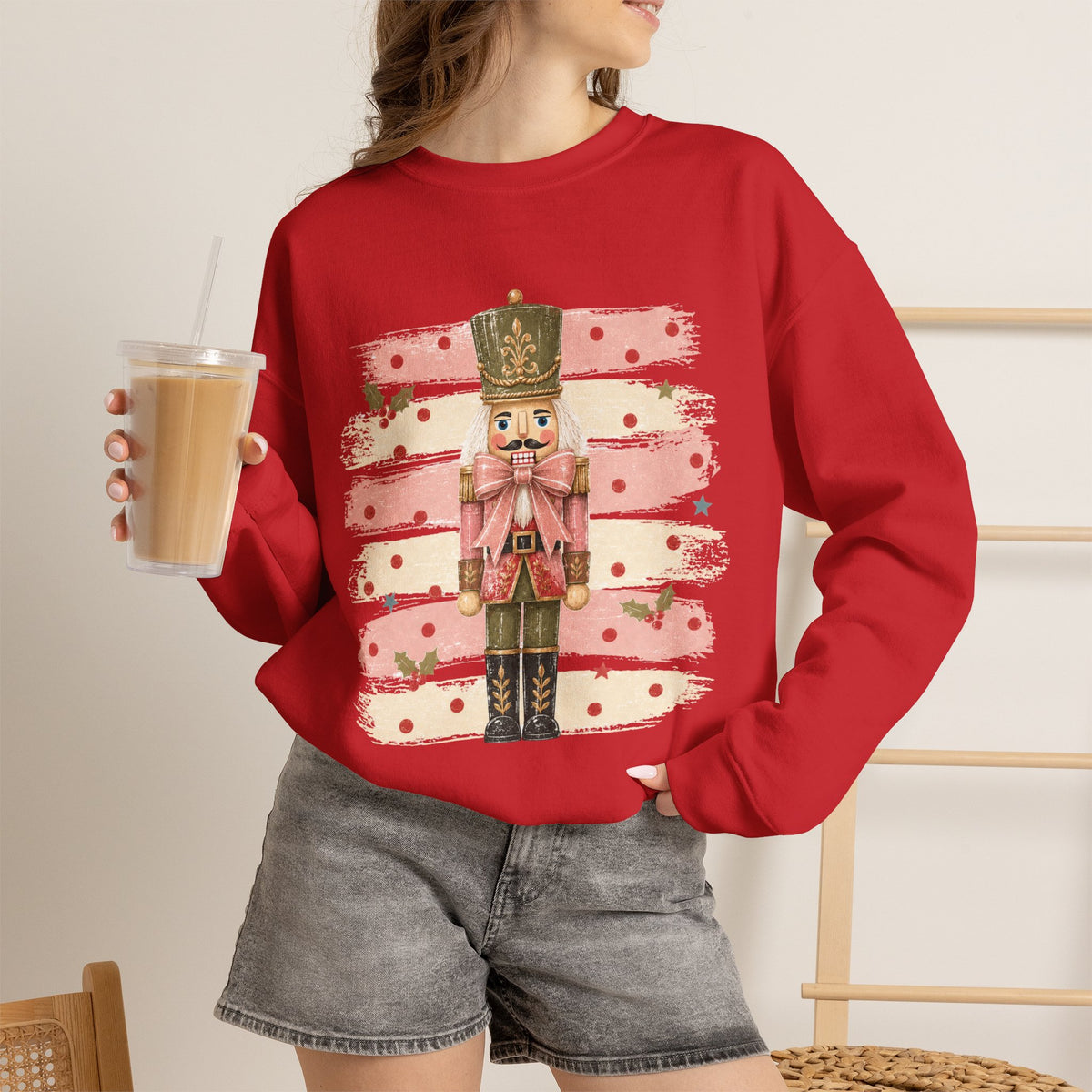 Coquette Nutcracker Sweatshirt, Pink Bow Christmas Crewneck, Nutcracker Christmas Shirt, Girly Holiday Sweatshirt, Vintage Christmas Gift