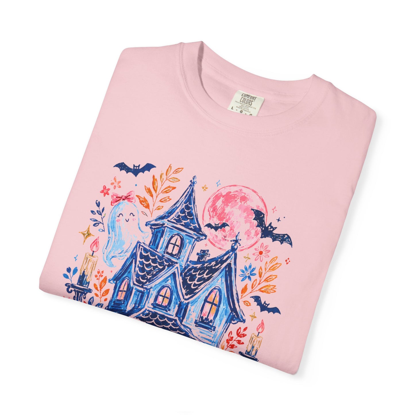 Spooky Haunted House Halloween T-Shirt | Ghosts, Pumpkins, Bats