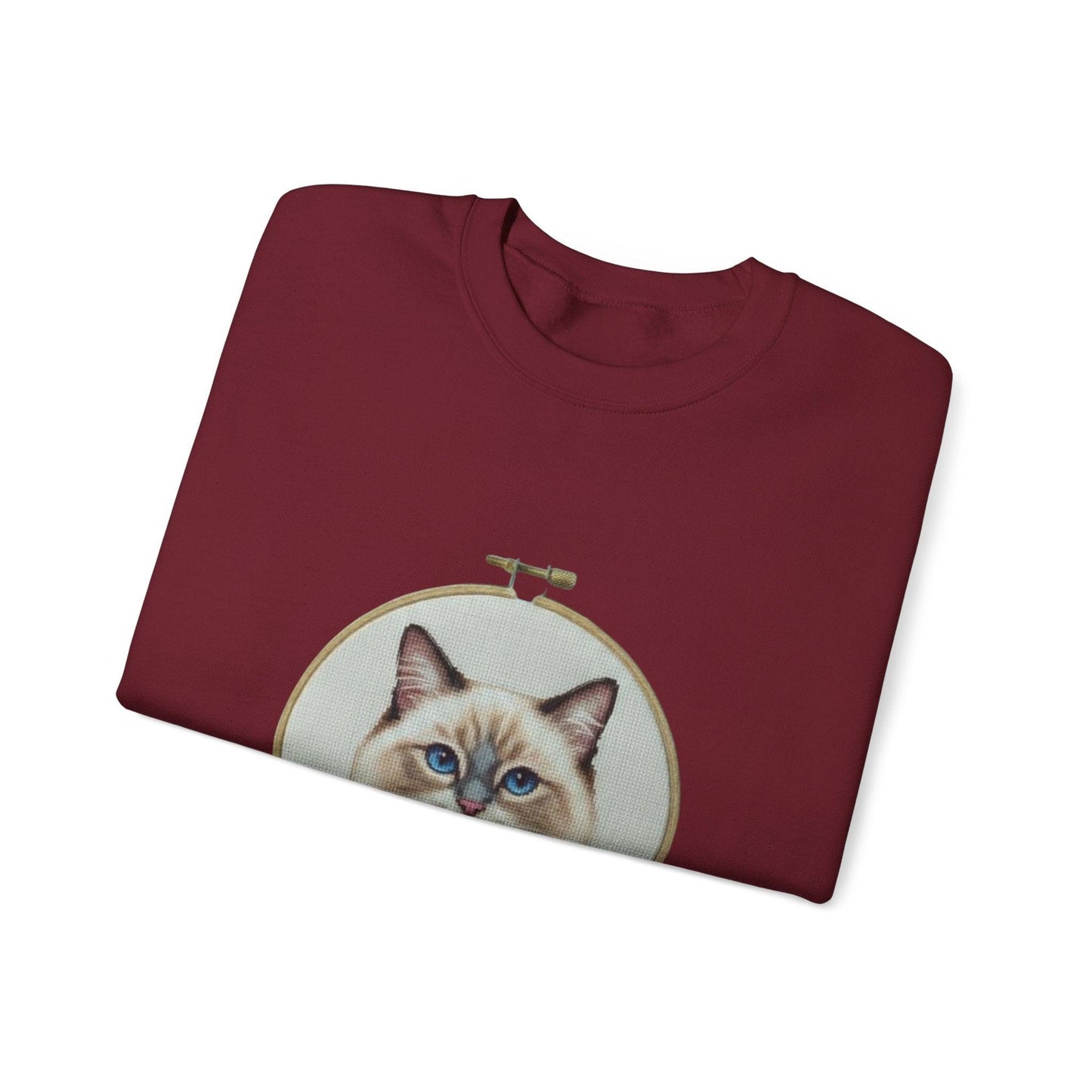 Ragdoll Cat Portrait Sweatshirt | Embroidery Hoop Floral Frame