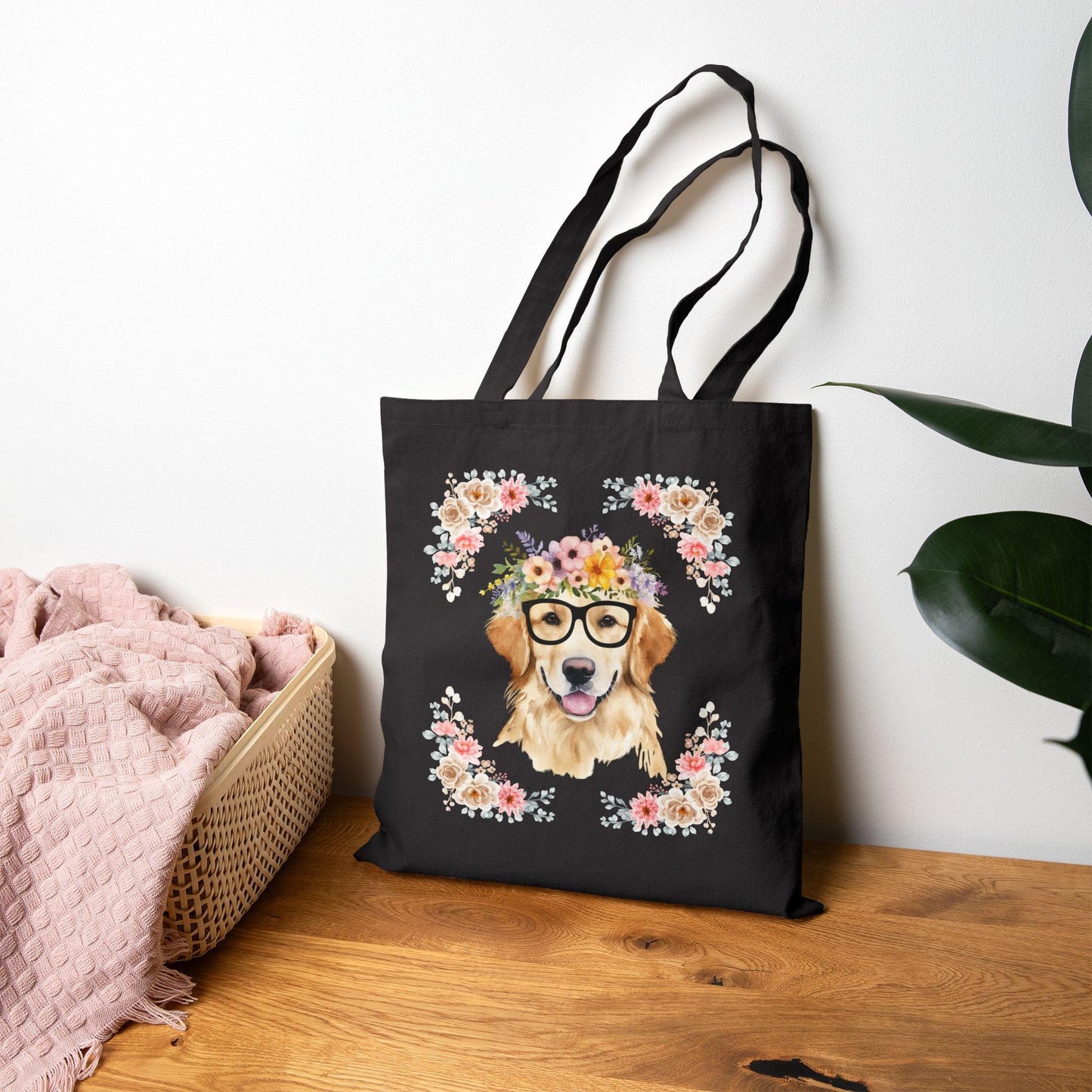 Geeky Goddess Golden Retriever Cotton Canvas Tote Bag