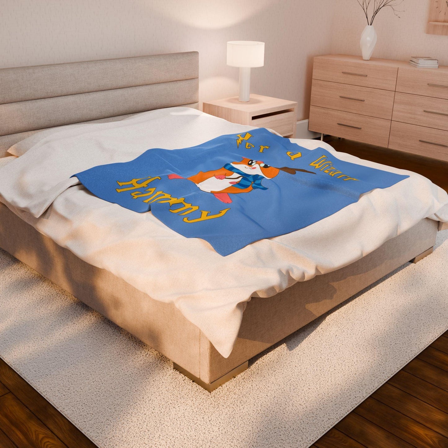 Hammy the Wizard Hamster Velveteen Plush Blanket | Cute Magic Pet Design