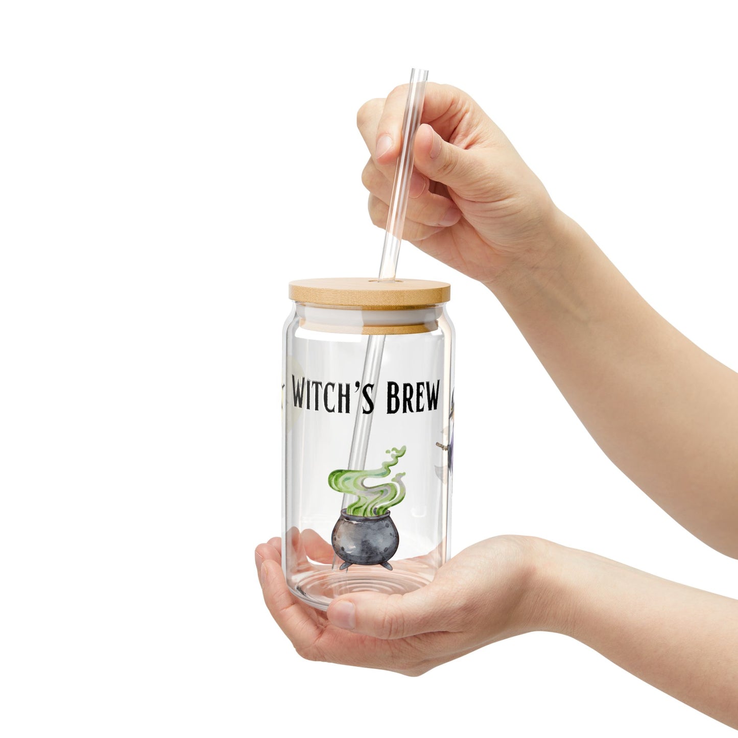 Witch's Brew Sipper Glass | 16oz Halloween Cauldron Straw Tumbler