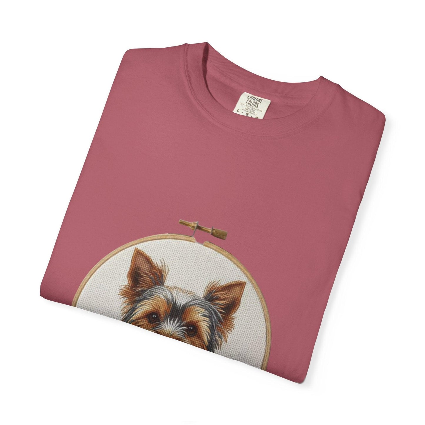 Yorkshire Terrier Portrait T-Shirt | Embroidery Hoop Dog Illustration