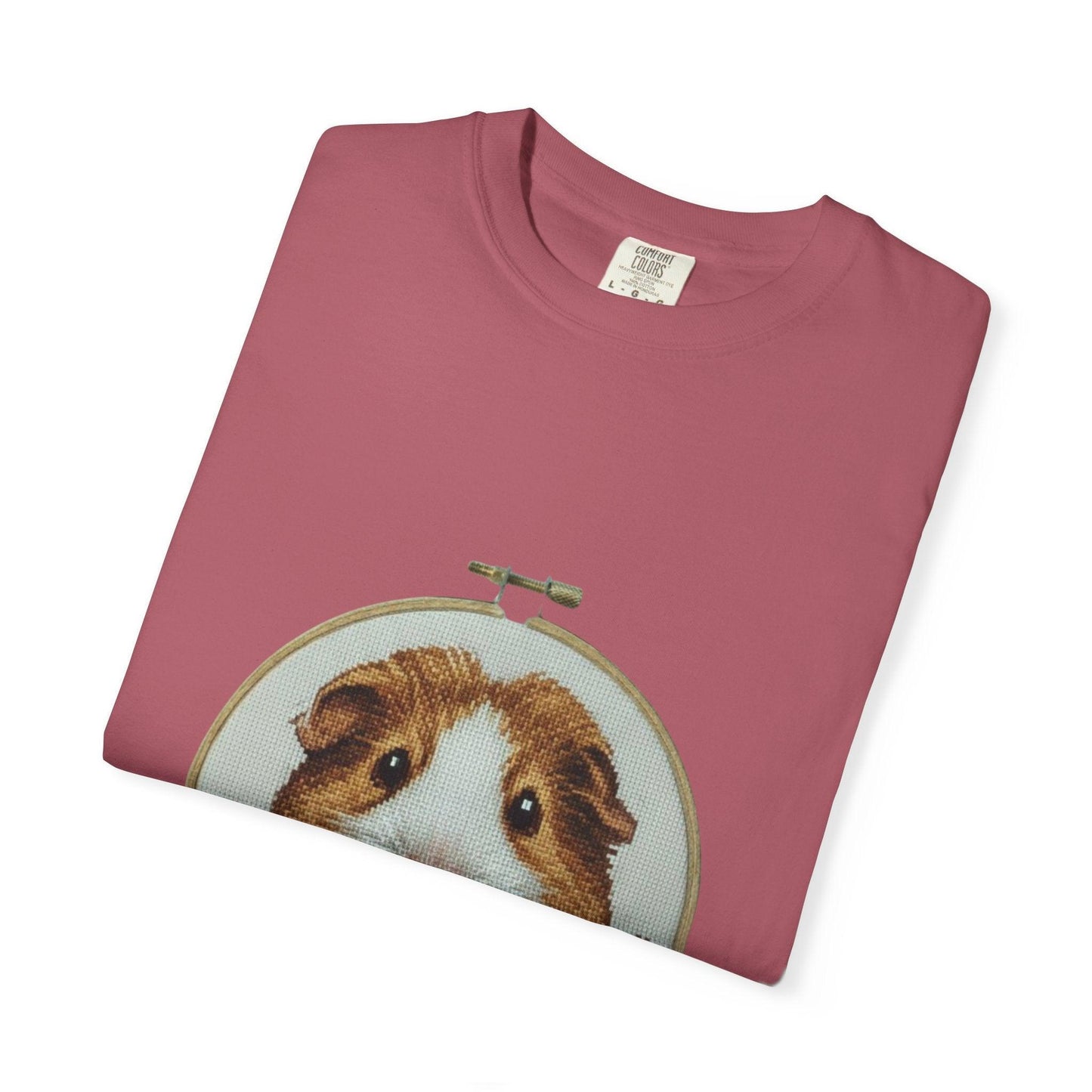 Guinea Pig Portrait T-shirt | Embroidery Hoop Style, Cute Pet Graphic