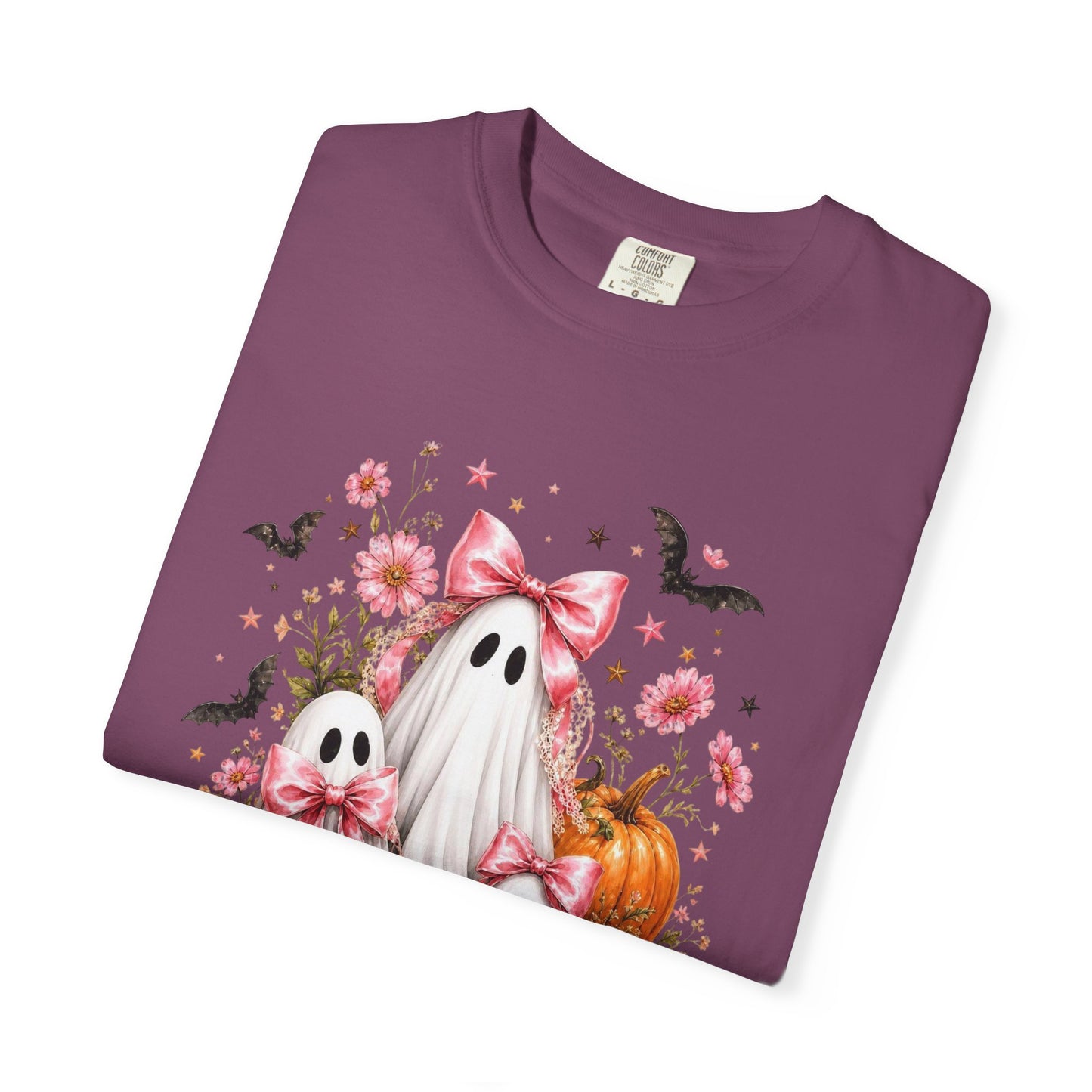Coquette Ghost Halloween Shirt, Pink Bow Ghost T-Shirt, Cute Spooky Season Tee, Girly Halloween Pumpkin Graphic, Fall Aesthetic Shirt