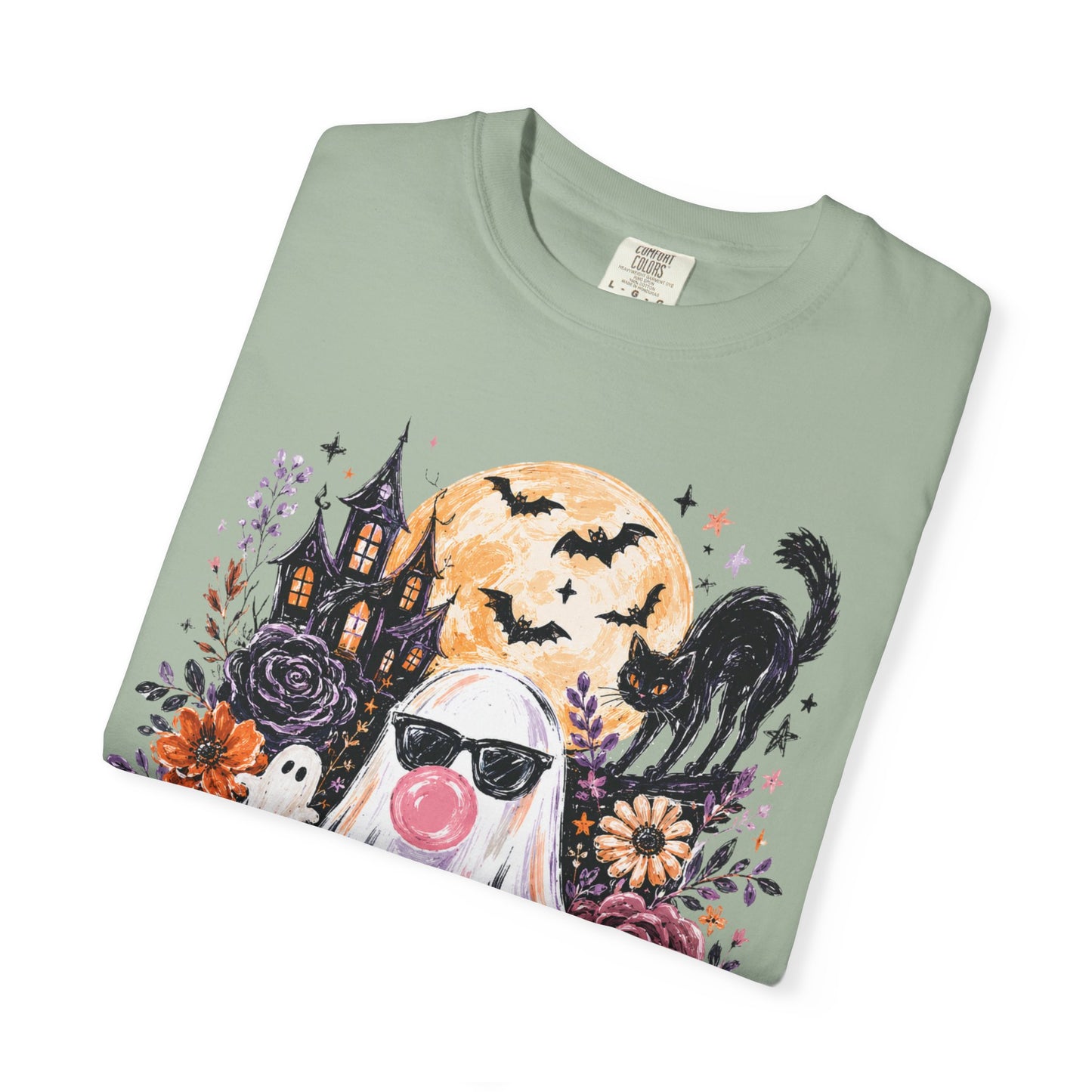 Cute Sunglasses Ghost Halloween T-shirt | Pumpkin, Black Cat, Haunted House