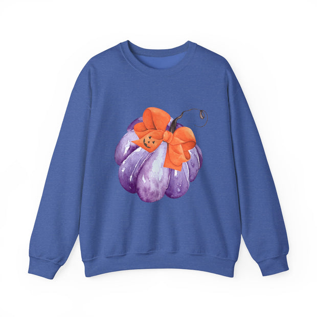 Purple Pumpkin Wrapped In A Bow Unisex Crewneck Sweatshirt