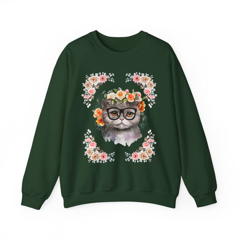 Geek Goddess Gray Cat Unisex Crewneck Sweatshirt