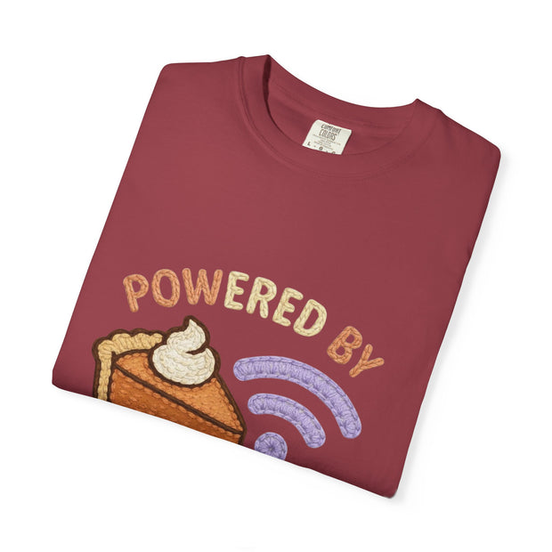 Powered by Pie and Wi-Fi T-Shirt, Funny Unisex Tee, Gift for Pie Lovers, Tech Enthusiasts, Perfect for Holidays and Parties