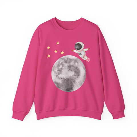 Astronaut Flying To The Moon Unisex Crewneck Sweatshirt
