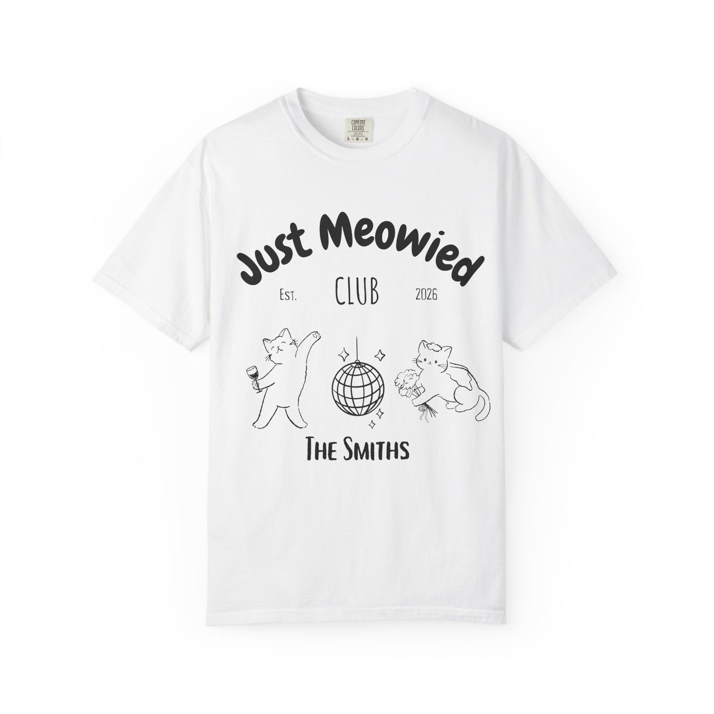 Just Married Cat Wedding Shirt Newlywed Couple Matching T-Shirt Comfort Colors Mr And Mrs Tee Just Meowied Honeymoon Gift For Bride Groom
