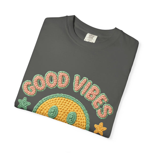 Good Vibes T-Shirt, Unisex Garment-Dyed Tee, Positive Vibe Shirt, Casual Wear, Gift for Friends, Summer Style
