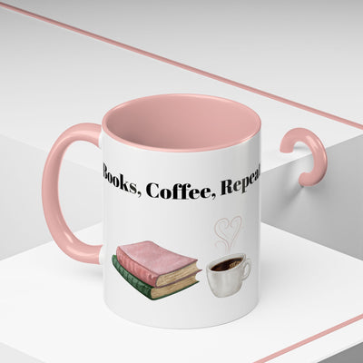 'Books, Coffee, Repeat' Accent Coffee Mug