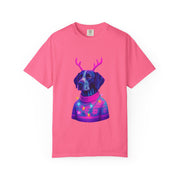Neon Reindeer German Shorthaired Pointer T-Shirt | Festive Sweater Pup Holiday Tee