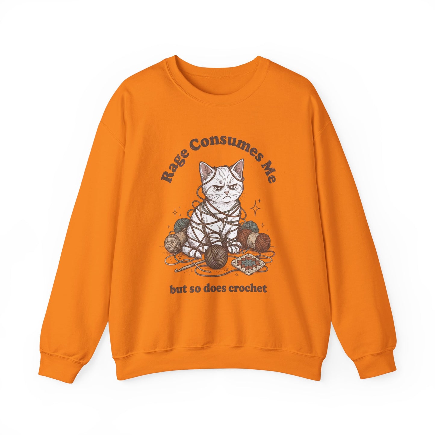 Rage Consumes Me Crochet Cat Shirt, Funny Knitting Tee, Grandma Hobbies Sweatshirt