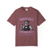 North Pole Speakeasy T-Shirt, Holiday T-Shirt, Unisex Christmas Tee, Vintage Style Tee, Fun Santa Shirt, Festive Gift Idea
