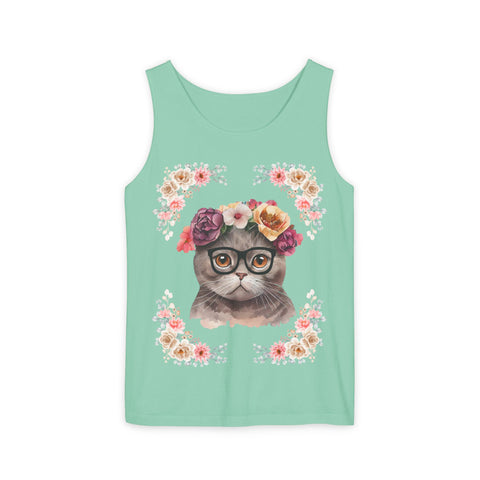 Geeky Goddess Dark Gray Cat Unisex Tank Top