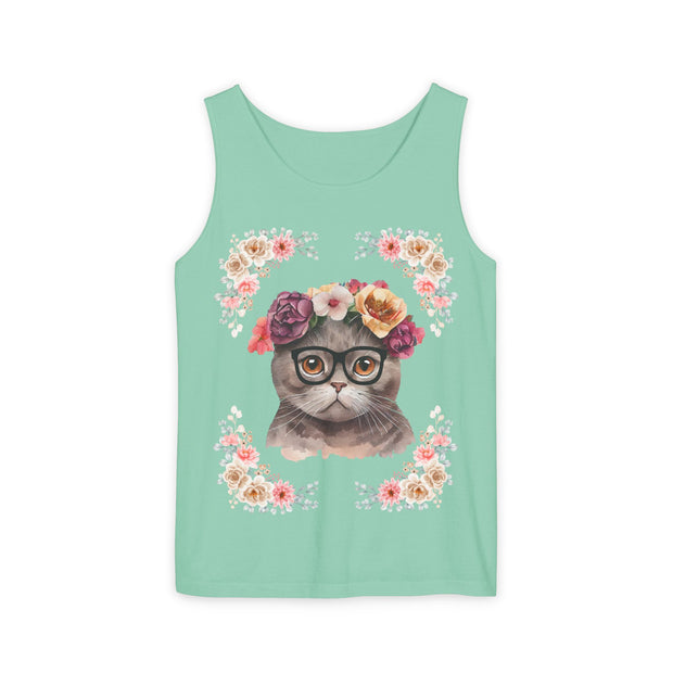Geeky Goddess Dark Gray Cat Unisex Tank Top
