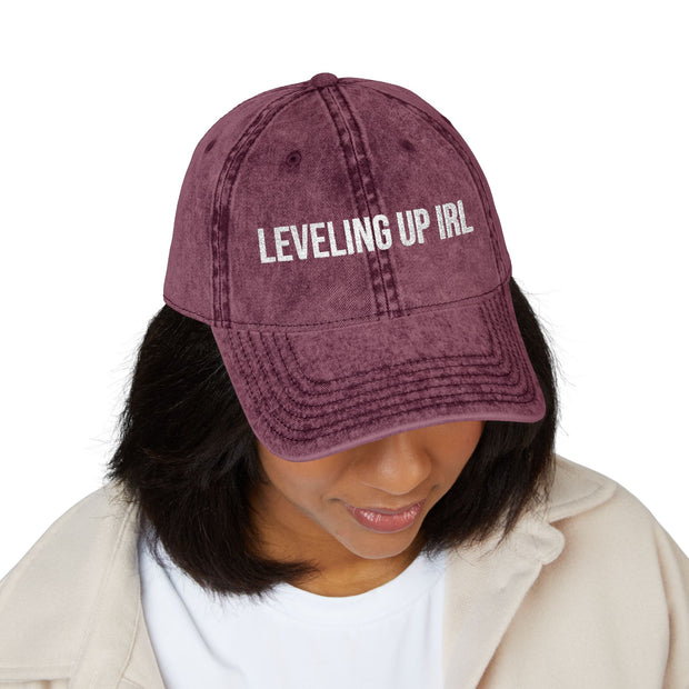'Leveling Up In IRL' Vintage Embroidered Cap