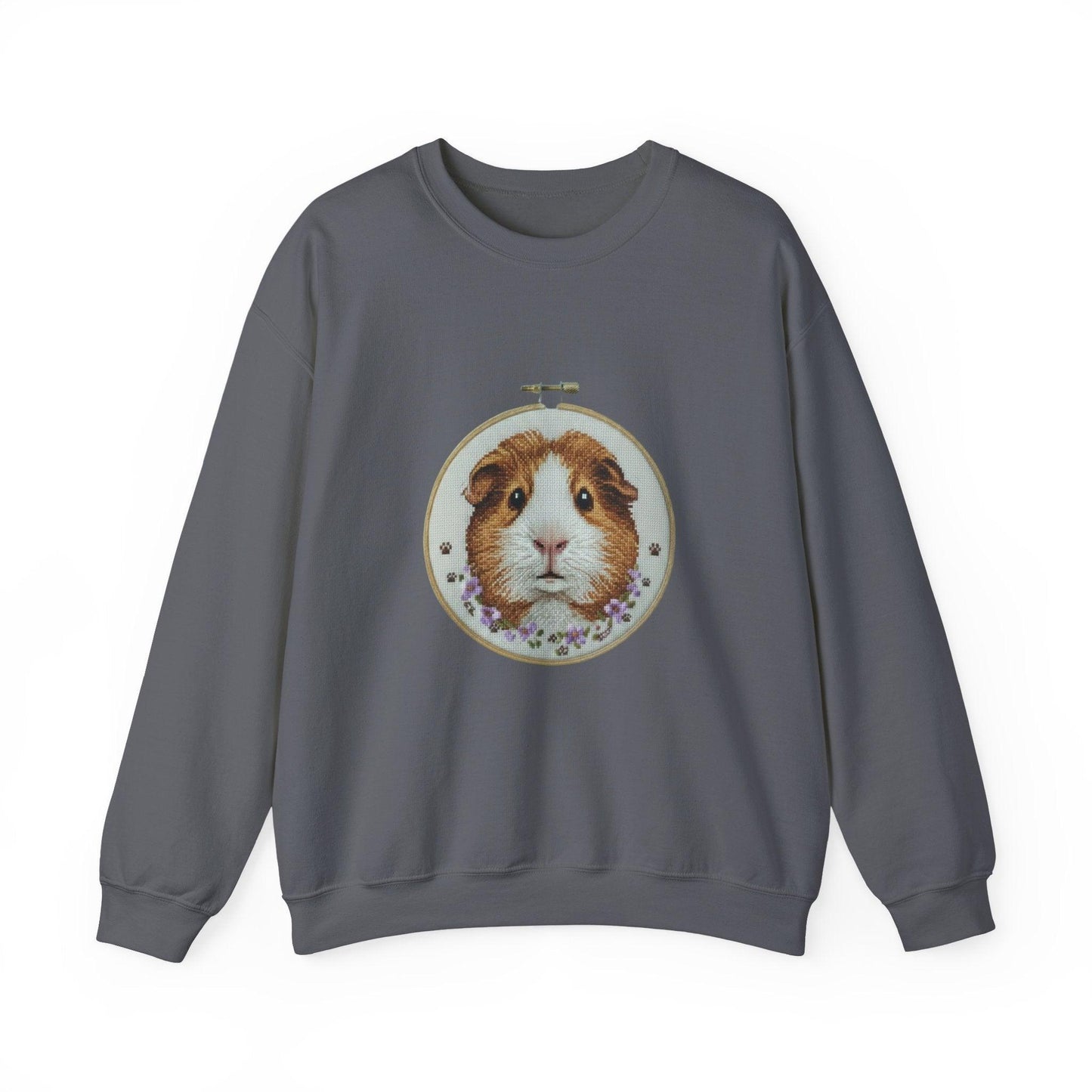 Guinea Pig Portrait Crewneck Sweatshirt | Embroidery Hoop Style