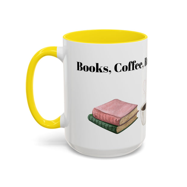 'Books, Coffee, Repeat' Accent Coffee Mug