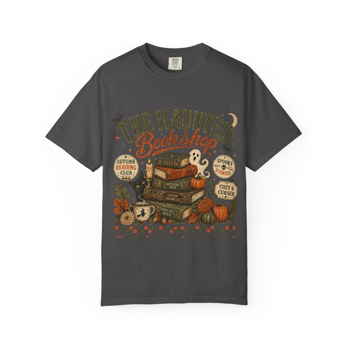 The Haunted Bookshop T-Shirt, Spooky Book Lover Shirt, Cozy Autumn Reading Tee, Halloween Bookstore Graphic, BookTok Reader Gift