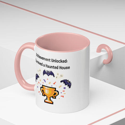 'Achievement Unlocked: Survived A Haunted House' Accent Coffee Mug