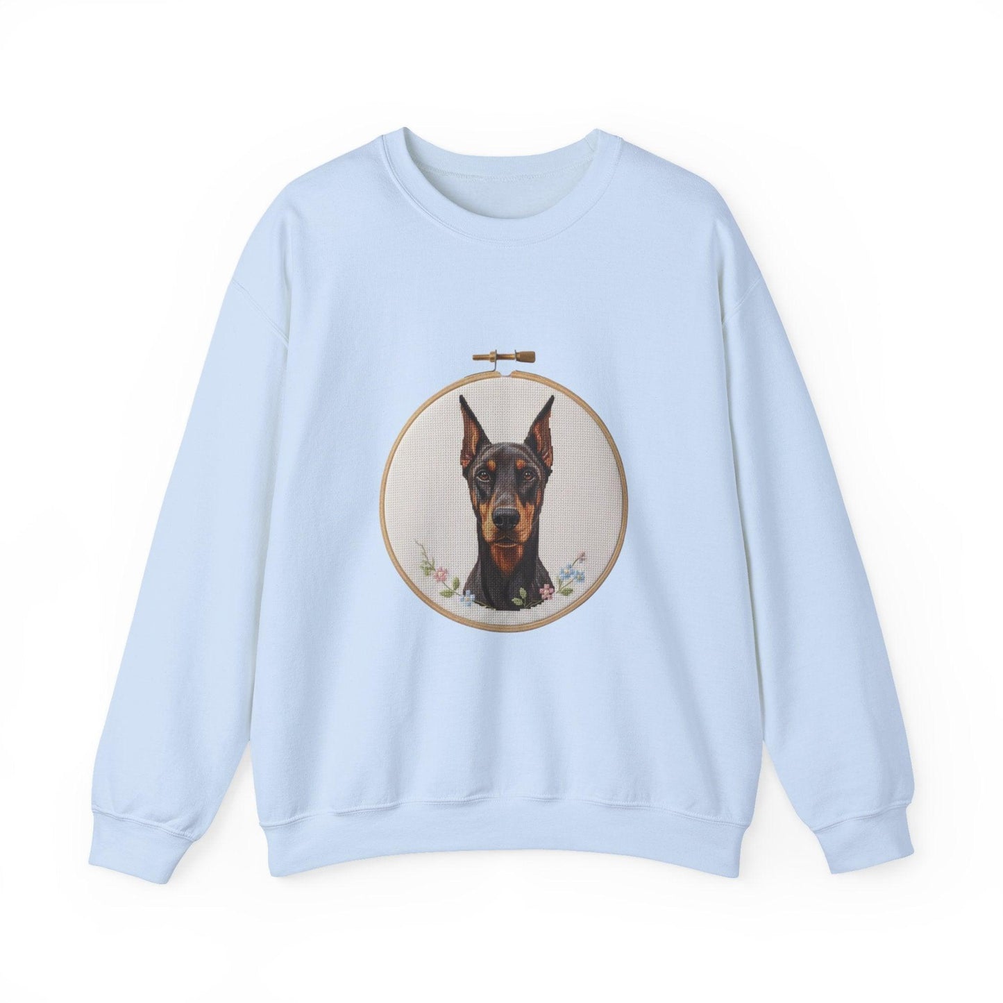 Doberman Portrait Embroidery Hoop Sweatshirt | Dog Face Crewneck