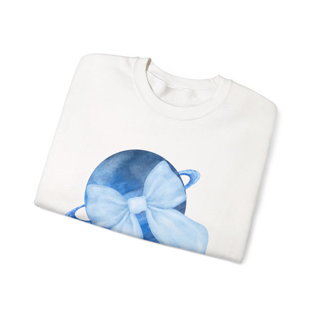 Blue Saturn Wrapped In A Blue Bow Unisex Crewneck Sweatshirt