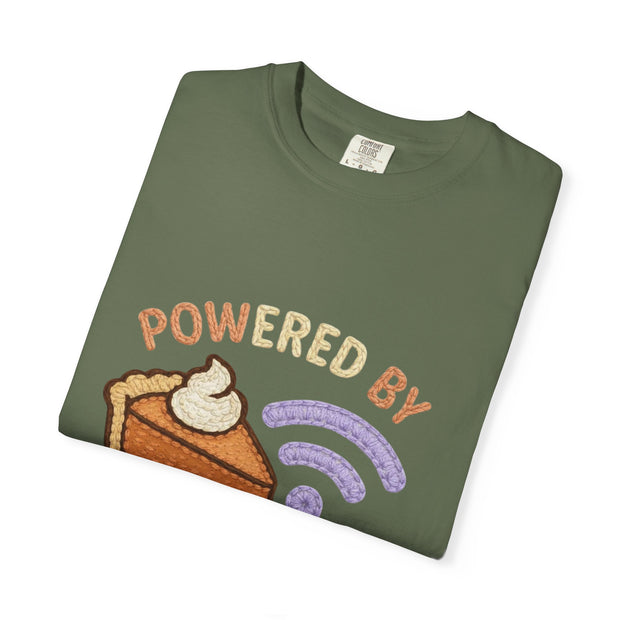 Powered by Pie and Wi-Fi T-Shirt, Funny Unisex Tee, Gift for Pie Lovers, Tech Enthusiasts, Perfect for Holidays and Parties