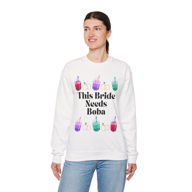 'This Bride Needs Boba' Unisex Crewneck Sweatshirt