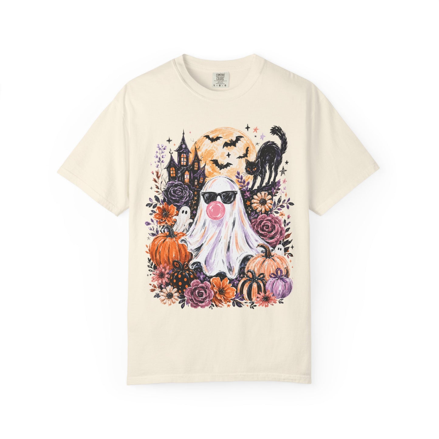 Cute Sunglasses Ghost Halloween T-shirt | Pumpkin, Black Cat, Haunted House