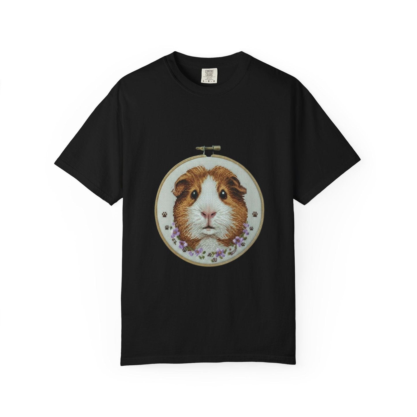 Guinea Pig Portrait T-shirt | Embroidery Hoop Style, Cute Pet Graphic