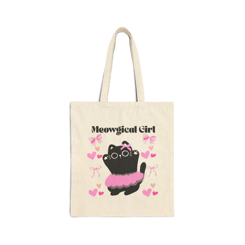 'Meowgical Girl' Cotton Canvas Tote Bag