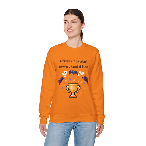 'Achievement Unlocked: Survived A Haunted House' Unisex Crewneck Sweatshirt