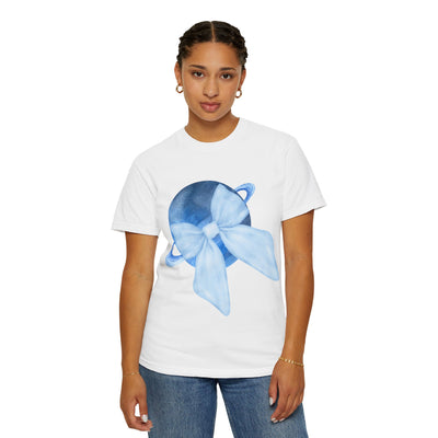 Blue Saturn Wrapped In Blue Bow Unisex T-Shirt