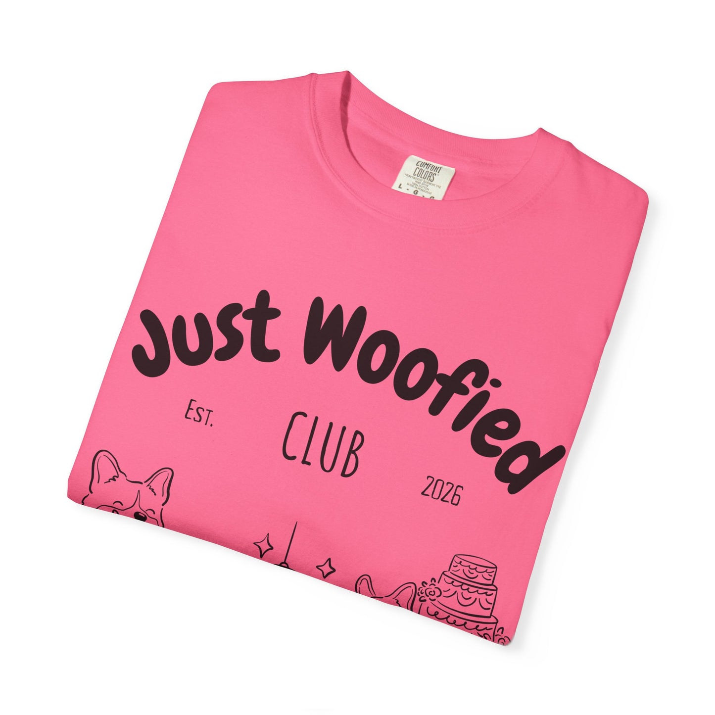 Just Married Dog Wedding Shirt Newlywed Couple Matching T-Shirt Comfort Colors Mr And Mrs Tee Just Woofied Honeymoon Gift For Bride Groom