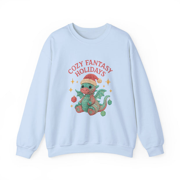 Cozy Fantasy Holidays Sweatshirt, Cute Dragon Gift, Unisex Holiday Apparel, Warm Crewneck Sweater, Casual Winter Outfit