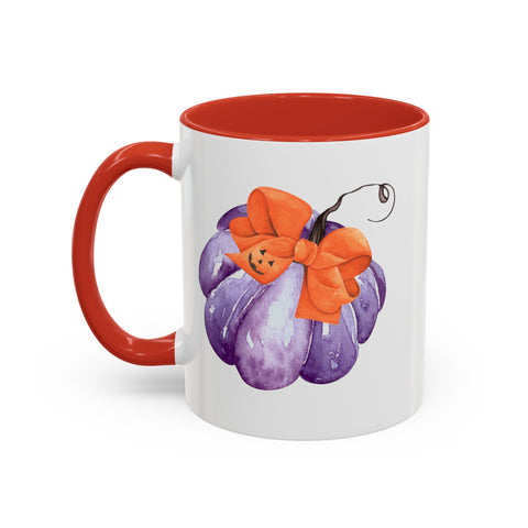 Purple Pumpkin Wrapped In A Bow Accent Coffee Mug