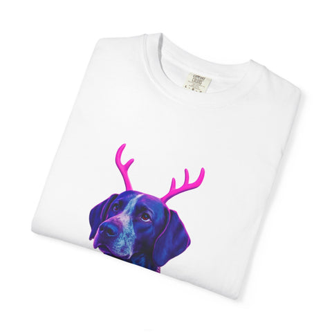 Neon Reindeer German Shorthaired Pointer T-Shirt | Festive Sweater Pup Holiday Tee