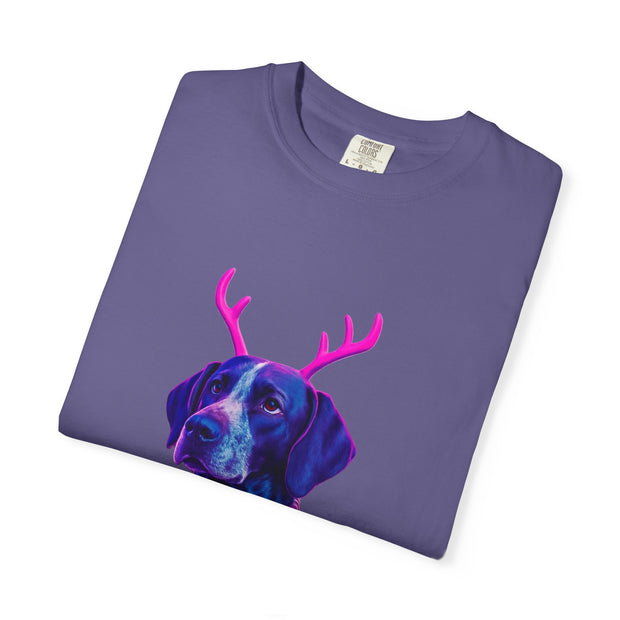 Neon Reindeer German Shorthaired Pointer T-Shirt | Festive Sweater Pup Holiday Tee