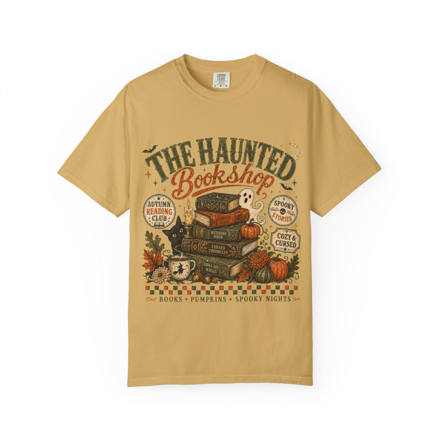 The Haunted Bookshop T-Shirt, Spooky Book Lover Shirt, Cozy Autumn Reading Tee, Halloween Bookstore Graphic, BookTok Reader Gift