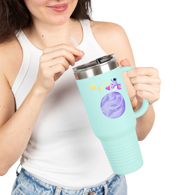 Astronaut Taking Off In Space Insulated Travel Mug, 40oz